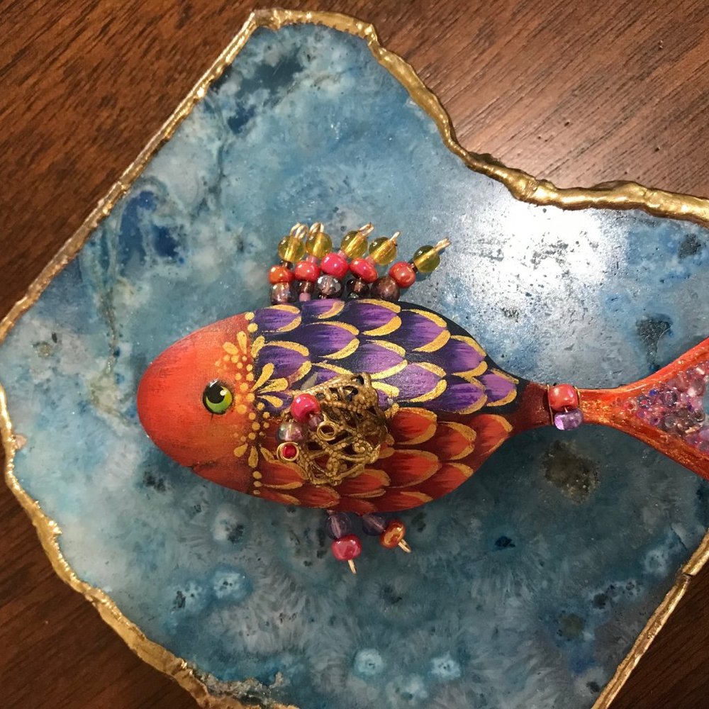 HAND PAINTED FISH BROOCH